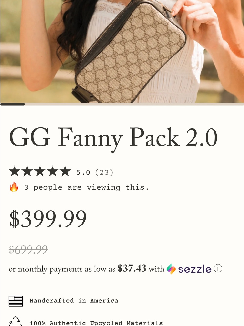 Gucci Beige GG Supreme Waist Bag with Brown Trim